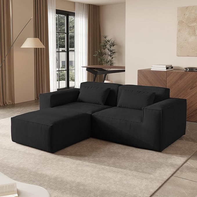 JACH 86.62" Modular Sectional Couch, Huge Plus Love Seat Sofa, Modern Comfy Cloud Couches with Reversible Chaise Ottoman, Sofa Furniture for Living Room, Office, Apartment, Black