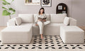 106" Cloud Sectional Boneless Couches for Living Room, Modular U Shaped Couch with Deep Seat, Removable Ottoman, Memory Foam Compressed Spineless 4 Seater Sofa for Bedroom Apartment, Beige