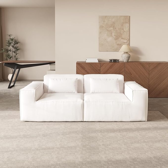 JACH 86.62" Modular Sectional Couch, Huge Plus Love Seat Sofa, Modern Comfy Cloud Couches, Sofa Furniture for Living Room, Office, Apartment, Beige