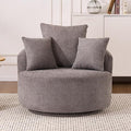 Yoglad 38.58'' Swivel Round Chair, Comfy Boucle 360° Accent Chair with Thick Cushion, Oversized Modern Single Sofa with 3 Pillows, Soft Armchair for Nursery, Living Room, Bedroom, Office (Grey)