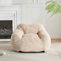Indoor Bean Bag Chair,Plush Faux Fur Armchair,Ergonomic Back Support, Shredded Foam Fill, Compact Lounge Chair Space-Saving Ergonomic Seating for Living Room Bedroom Office,Beige