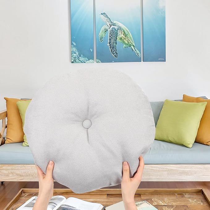 BESPORTBLE Meditation Floor Cushion for Adults, Small Light Gray Tatami Zafu Seat Pad, Soft Thick Floor Pillow for Yoga, Meditation, Living Room and Bedroom Seating