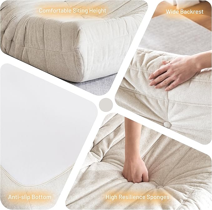 HABUTWAY Bean Bag Chair, Giant Bean Bag Chairs for Adults, 3 Seater Fireside Chair, Lazy Large Floor Bean Bag Sofa for Living Room, Bedroom, Dorm, Office (Beige)