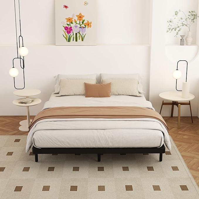 Maenizi Queen Size Box Spring 2 Inch Low Profile, Heavy Duty Metal Box Spring Bed Base Bunkie Board, Mattress Foundation, Easy Assembly, Noise Free, Black