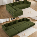 DAMAIFROM 157" Convertible Sleeper Sofa Bed Set with Pillow, 4-in-1 Corduroy Folding Mattress Boneless Couch with Fixed-Shape Frame, Fold Out Floor Sofa Cama Lounge Couch for Living Room, Olive Green