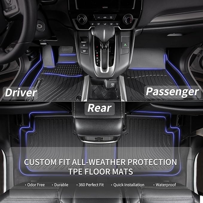 KELCSEECS® Floor Mats & Cargo Liner for 2007-2014 Chevy Tahoe 8Seats(Not for Hybrid) & GMC Yukon & Cadillac Escalade,All Weather Protection TPE Floor Liners Front& Rear Row Full Set Accessories Black