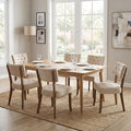 UVV Upholstered Dining Chairs Set of 6, Mid Century Modern Tufted Kitchen Chairs Dining Room Chairs, Velvet Dinner Chair with Wood Legs for Dining Room Kitchen, Beige