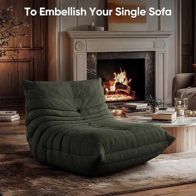 cebihy Compressed Bean Bag Chairs for BeanBag Chair Sofa Fireside Togo Sofa Big Lazy Lounge Chairs for Living Room Bedroom Dorm Office,Green
