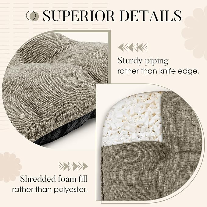 Basic Beyond Chair Cushions for Dining Chairs 6 Pack, Chair Cushion with Ties and Non Slip Backing, 15.5 x 15.5 inches Tufted Chair Pads for Dining Chairs, Khaki
