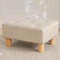 FIMIVIBI Small Foot Stool Ottoman, Linen Footstool Ottoman Foot Rest for Couch, Rectangle Footstools and Ottomans Small for Living Room, Entryway and Bedroom (Beige)