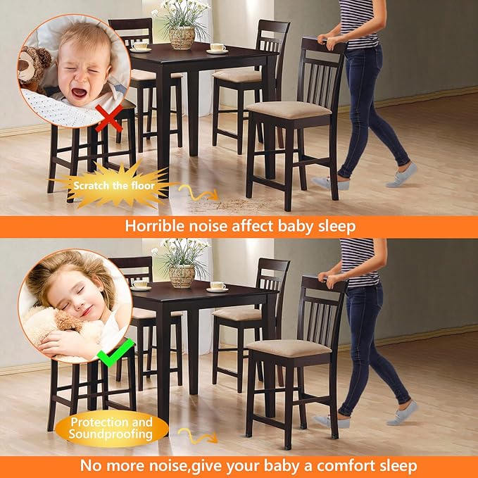 16pcs Square Chair Leg Floor Protectors, Felt Pads Chair Leg Protectors for Hardwood Floors, Silicone Furniture Feet Cups Covers Felt Pads, Prevents Scratches & Reduce Noise, Black, Large