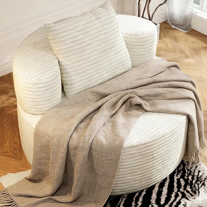 Giant Bean Bag Chair Oversized for Living Room Round Boneless Chair Corduroy Chaise Lounge for Adults Memory Foam Big Accent Sofa Lounge Floor Sofa for Gaming Reading Relax No Assembly Required