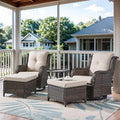 Belord 5 Pieces Patio Furniture Sets Wicker Outdoor Furniture, Rattan Patio Swivel Glider Chairs with 2 Ottoman and Glass Side Table