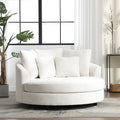 Chifee & Vingol 59.8" W Oversized Accent Barrel Chair Large Round Chair with Wheels,Light Beige