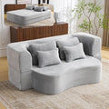 Orynveela Convertible Folding Sofa Bed, 78” Full Size Floor Sleeper Couch, Chenille Full Foam Curved Back Futon Loveseat for Living Room Bedroom, No Assembly (Beige White)