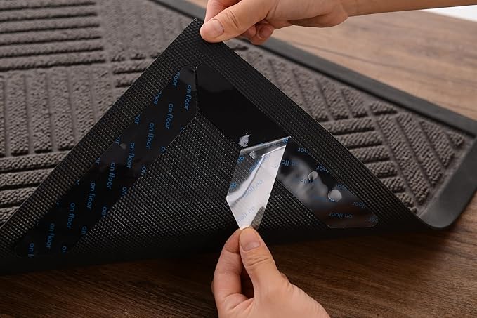 12 Pcs Non Slip Rug Pads Gripper for Hardwood Floors, Tile, Wood Under Rug Carpet Tape, Reusable Washable Adhesive Stickers (2mm)