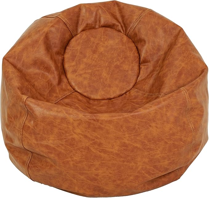 FDP Rustic Kid 22" Bean Bag Chair, Furniture for Kids, Perfect for Reading, Playing Video Games or Relaxing, Alternative Seating for Classrooms, Daycares, Libraries or Home - Hazelnut