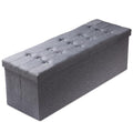 PRANDOM Jumbo Ottoman with Storage [1-Pack] Linen Folding Small Square Foot Stool with Lid for Living Room Bedroom Coffee Table Dorm Grey 43x15x15 inches
