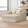 47" Boneless Chaise Lounge Chair Indoor,No Assembly Single Sleeper Upholstered Boneless Couch with 4 Pillows,Comfy Pet Friendly High Weight Capacity Foam for Bedroom,Living Room,Study Room,Beige