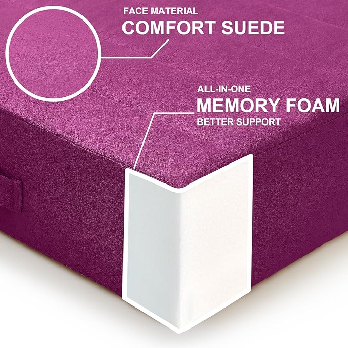 JKMAX 22 inches Floor Pillow for Adults - Large Meditation Cushion with Thick Foam - Premium Outdoor Square Floor Cushion Seat - Yoga Pillow for Sitting On Floor - Purple