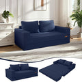 COMAX Convertible Sofa Bed Queen, Corduroy Folding Floor Couch Pull Out Couch Bed Futon Sleeper with Pillows, Fold Out Boneless Sofa Comfy Lounge Mattress Loveseat for Living Room Bedroom, Navy