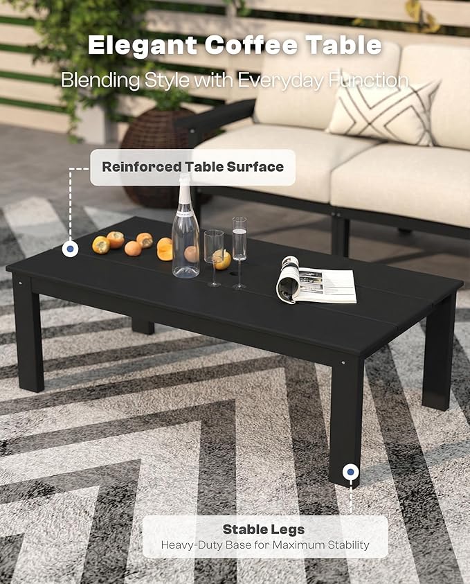 Patio Kingdom Patio Furniture Set 8 Seats, 4-Seater and 2-Seater Outdoor Sofas with Beige Washable Thick Cushions, Patio Conversation Sets for Lawn, Garden, Porch, Balcony, Deck (Black Frame)