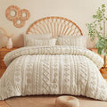 MR&HM Twin XL Comforter Set Beige, 5 Pieces Tufted Boho Beddding Sets, Farmhouse Style Bed in a Bag with 1 Comforter, 1 Pillow Sham, 1 Pillowcase, 1 Flat Sheet, 1 Fitted Sheet for College Dorm
