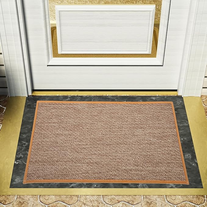 Non-Slip Kitchen Floor Mat Brown Linen Washable Entryway Rug with Rubber Backing Lightweight Indoor Outdoor Cushion for Living Anti-Skid Floor Pad for Elderly