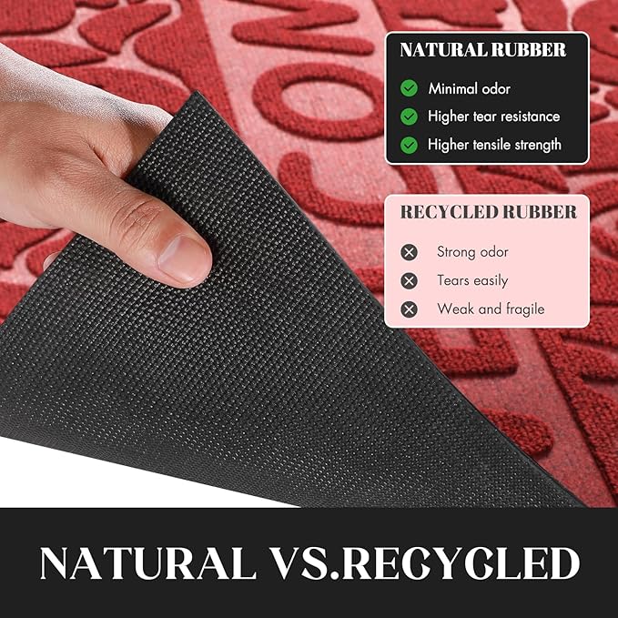 Yimobra Large Welcome Mat 47x32, Waterproof Non-Slip Outdoor Mats for Front Door Outside Entrance, Low-Profile Entryway Mat Indoor for Garage Patio, Wine Red