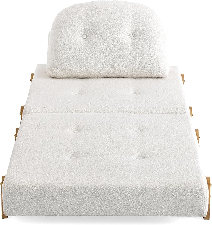 Christopher Knight Home Zila Folding Sofa Bed, 2-in-1 Convertible Sleeper Chair with Wooden Frame, Headrest & Lumbar Pillow, Portable Fold Out Floor Chair, Comfy Floor Sofa Lounge, Beige