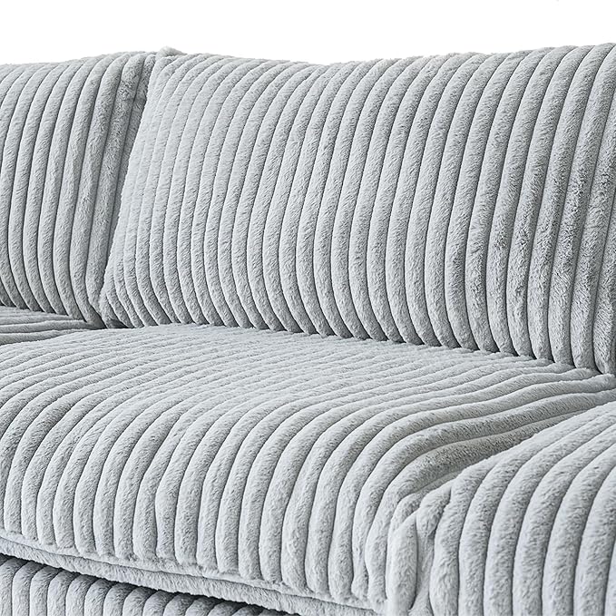 Modular Sectional Sofa/ 78inch Cloud Couches for Living Room/Soft Faux Rabbit Fur Love Seat,2 Seater Wide Convertible Sofa,Covers Washable&Replaceable,Grey