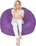 Lumaland Luxurious 4ft Large Bean Bag Chair with Microsuede Cover - Ultra Soft, Foam Filling, Washable Bean Bag Sofa for Kids, Teenagers, Adults, Pets - Sack Chair for Dorm, Kid's Room - Purple