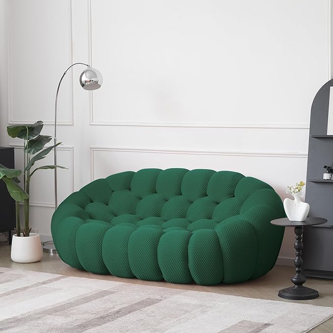 JACH 78.74'' Bubble Sofa, Modern Loveseat Couch, Green, Polyester & Sponge, 78.74"L x 42.52"W x 30.71"H
