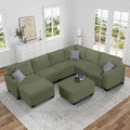 Legend Vansen Oversized Modular Sectional Sofa,8 Seat U Shaped Couch with Ottoman,Corduroy Sofa with Deep Seat,Convertible Large Sectional Couches for Living Room(Olive, U-8)