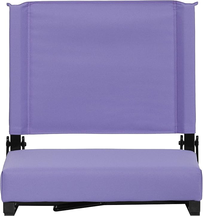 Flash Furniture Grandstand Portable Stadium Seats for Bleachers or Benches, Folding Padded Stadium Chairs with Handle, Pack of 2, 500 lb. Weight Capacity, Purple