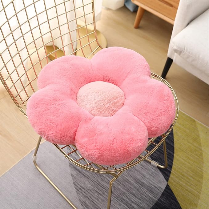 YILANLAN Cute Flower Cushion Plush Floor Pillow Casual Comfortable Pillow Office Living Room Bed Decoration Cushion Simple Room Decoration (50cm, Red)
