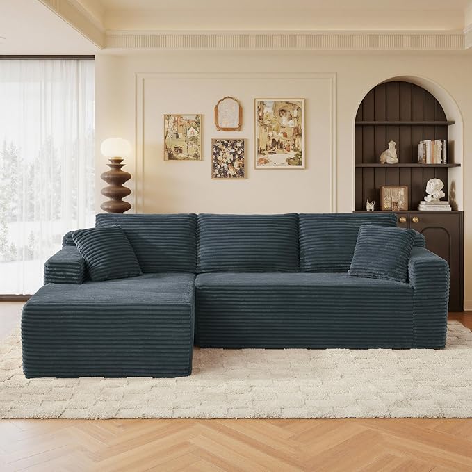 105" Sectional Couches for Living Room Cloud Couch Sofa with L-Shape Upholstered Boneless Couchs Modern Modular Sectional Couch with Chaise (Dark Grey, 105" W+Left Facing Chaise+2Seaters)