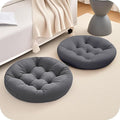 4Pcs Floor Pillows for Adults, Meditation Cushions, 22x22 Inch Large Round Sitting Cushion Living Room Memory Foam Pillow for Sitting (4, Grey, 22x22x4 Inch)
