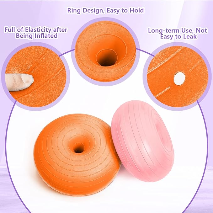 Lewtemi 4 Pcs Flexible Seating for Classroom Elementary 20 Inch Yoga Ball Chair Inflatable Donut Ball Chair with Inflator for Kids Student Sensory Balance Office Exercise