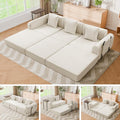 100" Oversized Convertible Sleeper Sofa Bed, Modular Sectional Cloud Sofa with Fixed-Shape Frame & Tabletop, Boneless Couch with Storage Pocket for Living Room, No Assembly Required, Beige