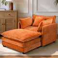 SweetGO corporation 40" Chenille Lounge Chair for Reading, Modern Couch Cozy Sofa Bed, Upholstered Living Room Single Sofa Accent Chair with Ottoman, Orange