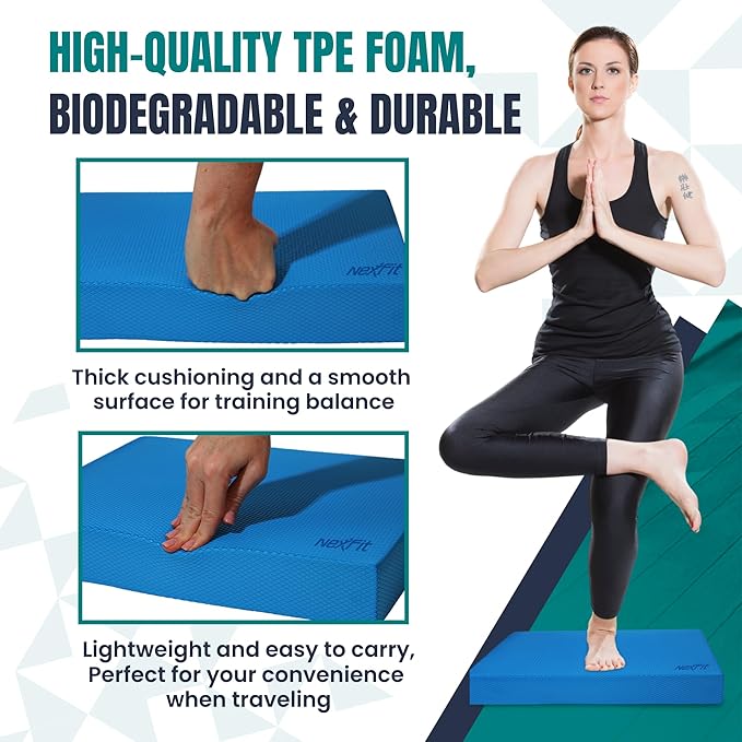 NexFit High-Density Balance Pad - Durable TPE Foam Balance Pad Physical Therapy, Foam Exercise Pad with Non-Slip Surface, Lightweight for Home & Gym Workouts, Core Strength & Balance Enhancement
