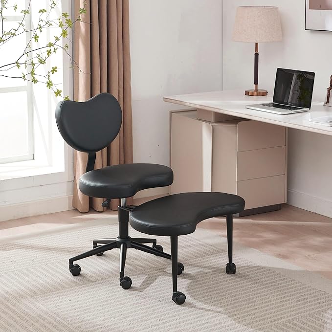 NFMOD Ergonomic Cross Legged Office Chair with Wheels, 360° Swivel Meditation Chair, Height Adjustable Kneeling Chair, Wide Seat and Backrest for ADHD Criss Cross Sitting Fidgeting and Yoga