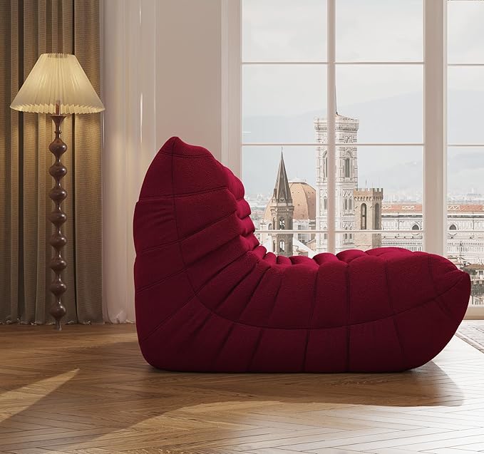 Bean Bag Chair, Fireside Chair, Large Bean Bag Chair for Adults, Bean Bag Chairs for Teens with High-Resilience Foam, Non-Slip Base Floor Lounge Sofa,Living Room (Burgundy, Loveseat)