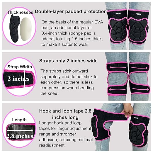 Men/Women Knee Pads, Garden Knee Cushion for Cleaning Floor, Waterproof Soft Knee Protector for Kneeling Crawling Work, Adjustable Flexible Foam Pad for Yard Tile Concrete for Christmas, Rose Red L. (1 Pair)