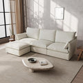 Gtilzria Waterproof Cloud Sectional Couches,High Backrest Down Filled Sofa for Living Room,94.5" Modular Sofas L-Shaped with Ottoman,Detachable Couch Covers,Cream White