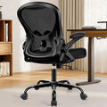Office Chair, Ergonomic Mesh Desk Chair with Adjustable Lumbar Support & Flip-Up Armrest, Mid Back Computer Chair, Swivel Task Rolling Chair for Home and Office (Black)