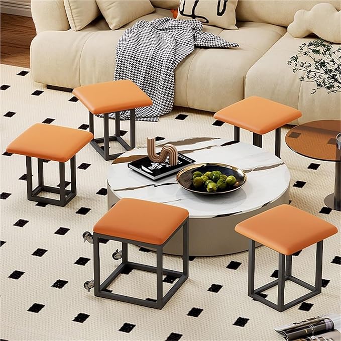 Seating Cube 5 in 1 Stool Stackable Sofa Chair Stool with Swivel Casters Movable Footstool(A,45cm)