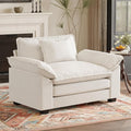 HUSFU 49.5'' W Oversized Accent Chair, Cloud Sofa Chair with Deep Seat and Extra Wide Armrests, Comfy Reading Armchair for Bedroom, Living Room, Beige