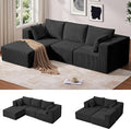 KINGYES 107'' Modular Sectional Sofa, L Shaped Cloud Couch for Living Room, Modern Boneless Sofa with Chaise for Bedroom, Soft Black